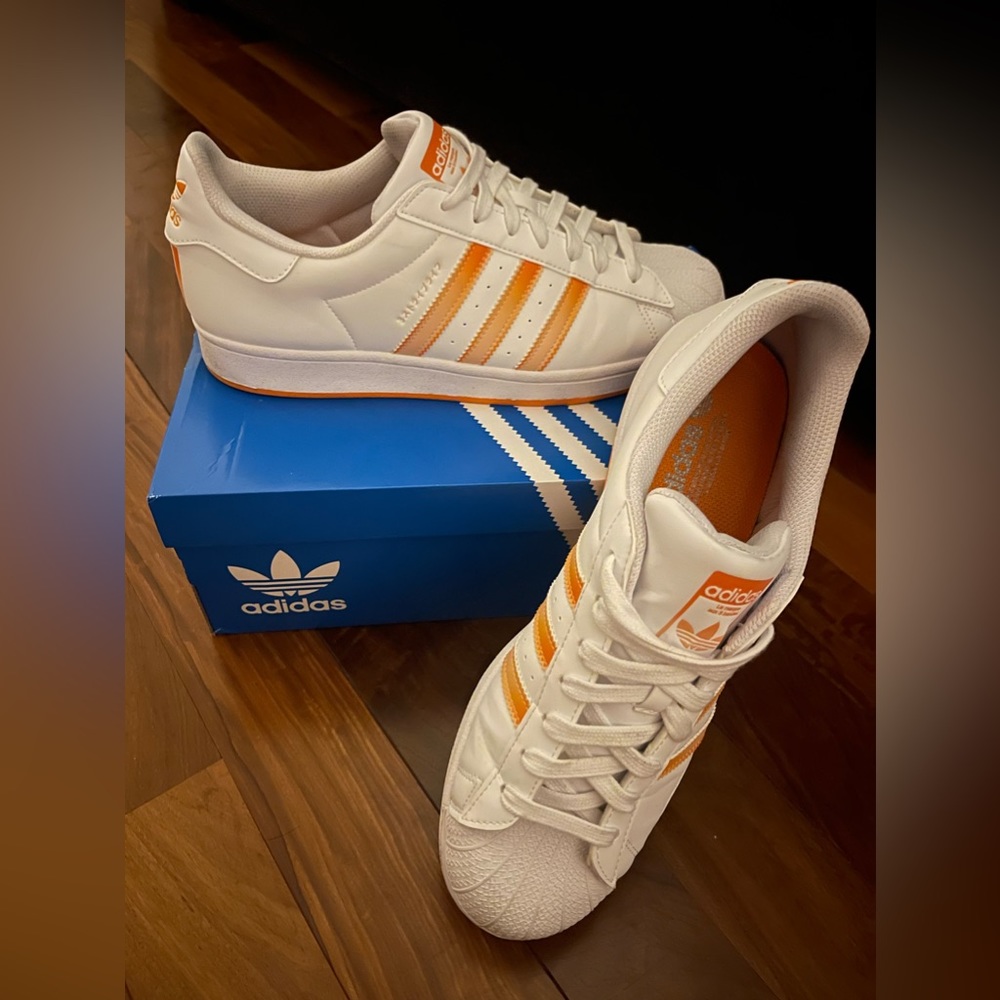 Adidas Superstar Originals White/Orange MEN’S 10.5